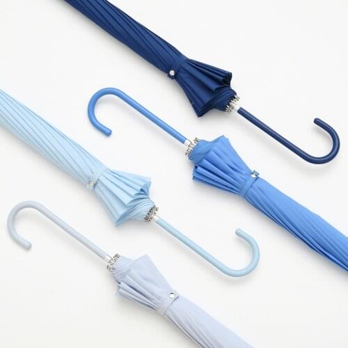 TIOHOH New Sky Blue Umbrella Rain Women Men 16K Windproof Long Handle Umbrellas Aluminum Stick 190T Poonge Waterproof Paraguas