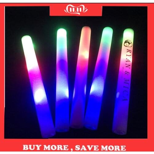 30Pcs / Set LED Foam Glow Sticks Flashing Tube Light Stick Cheer Soft Batons Rally Rave Kids Birthday Festivals Party Concert