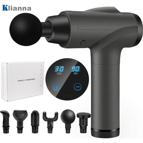 30 Speed LCD Touch Screen Massage Gun Deep Muscle Body Relaxation Slimming Fascial Gun with Portable Bag 6 Heads BodyPain Relief