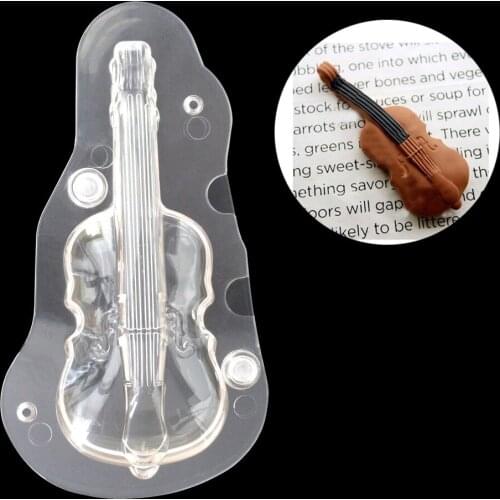3D violin Polycarbonate chocolate Molds Homemade Baking Chocolate Mould Candy Cake DIY Kitchen Decoratin Pastry Tool