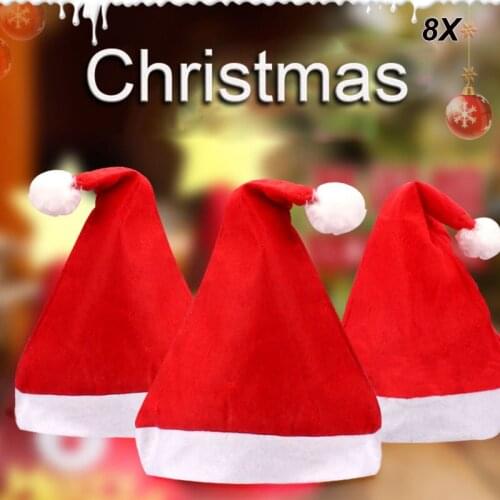 8Pcs/Lot Christmas Ornaments Adult Children Christmas Hats Santa Claus Hats Cap for Christmas Party DJ Disco Stage Xmas Decor