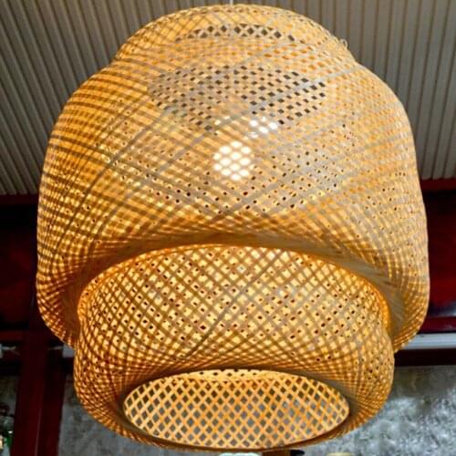 Bamboo Lamp Shade Hand-made Cover Dust-proof Hotel Bedroom Dining Room