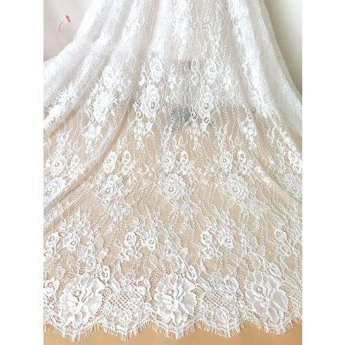 GLace 3M/Lot white eyelashes fabric french lace fabric lothing dress skirt curtains diy handmade accessories TX1032