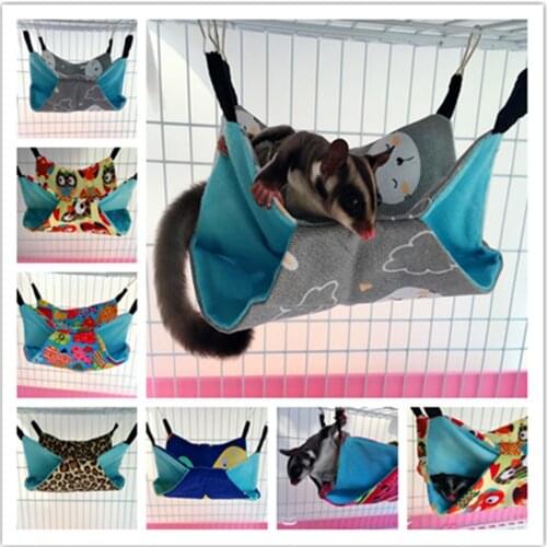 Two Floor Canvas Hammock for Hamster Sugar Glider Squirrel Small Animals Pets Sleeping Nest Soft Comfortable Hanging Bed House