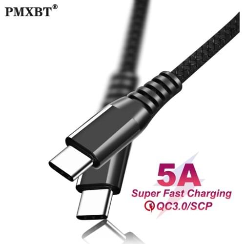 60W PD Type C To USB C Cable 5A Fast Charging For Huawei P40 P30 Pro Xiaomi 9 11 Samsung Macbook Pro USB-C Cable Typec Data Wire
