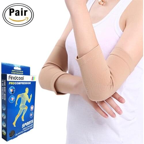 Findcool 1 Pair Elbow Brace Compression Sleeve Middle Arm Support Elbow Sleeve for Reduce Pain and Promotes Recovery