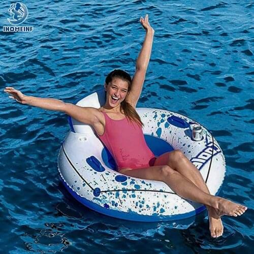 Diameter 120cm/47" Round Single Float Chair Model Pool Floats Inflatable Swimming Mattress Bed Water Park Buoy Circle Lounger