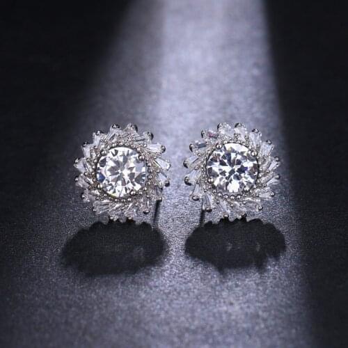 KSRA Korean Luxury Floral Zircon Earrings For Women Personalized Wedding Minimalist Bridal Earrings Jewelry 2021 Prom New Gift