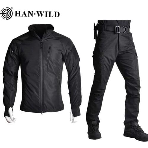 HAN WILD Outdoor Hiking Jackets Tactical Softshell Cycling Jacket Camouflage Hunting Suits Military Uniform Windproof Camping