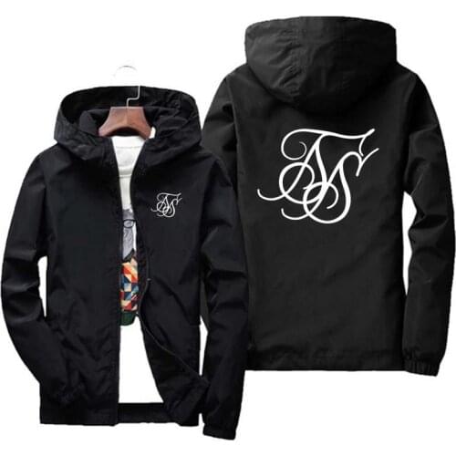 Sik Silk Spring autumn jacket mens lightweight hooded zipper waterproof jacket windproof and warm casual fashion mens jacket
