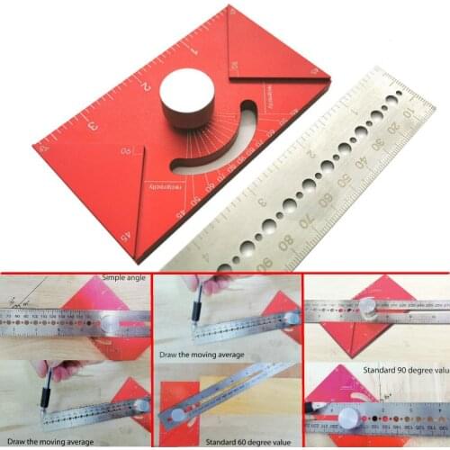 Multi-function Angle Scribing Ruler Scale Dividing Line Ruler Woodworking Positioning Block Scriber Gauge for Measuring Tool