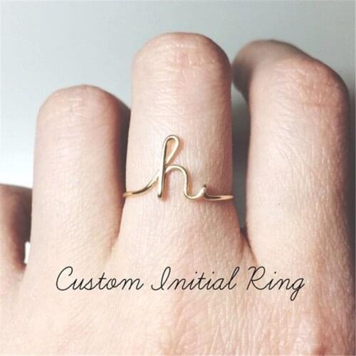 Fashion Golden Silver Color A-Z 26 Letter Initial Name Unisex Ring For Women Men Finger Rings Jewelry Wholesale