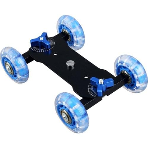 Table Top Dolly Mini Car Skater Track Slider Super Mute for DSLR Camera Camcorder (Blue & Black)