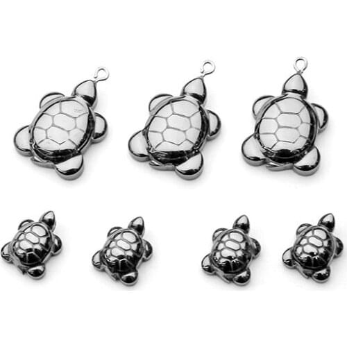 Black gallstone non-magnetic turtle-shaped pendant Hematite turtle pendant DIY handmade bracelet necklace jewelry accessories