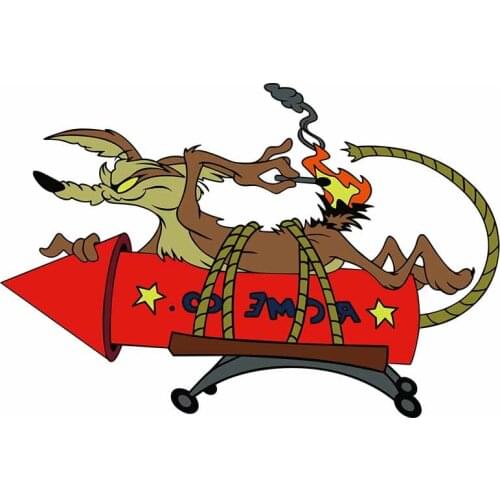 Latest Personality The Wolf Who Lights The Rocket and Wants To Fly Into The Sky Car Sticker Window Sticker PVC 13cm X 8.8cm