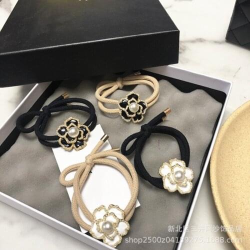 New Camellia Hair Band Vintage High Elastic Hair Ties For Women High-end Metal Flower Rose Pearl Hair Bands Headbands Wholesale