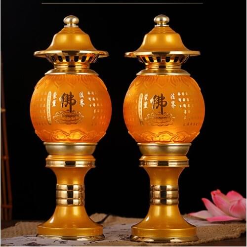 A PAIR 30cm large high grade Buddhism worship LED lamp HOME Temple shrine enshrine Sakyamuni guanyin buddha Bless safety health