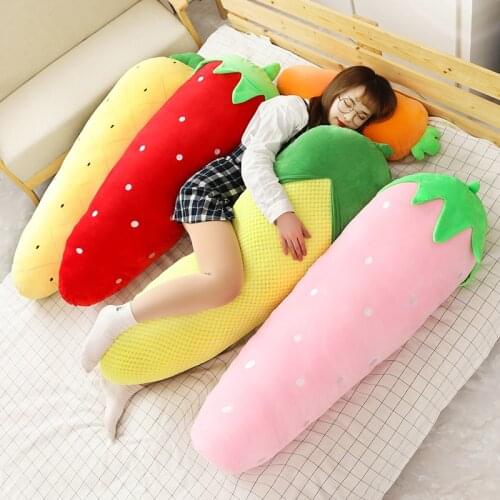 Kawaii carrot detachable pillow giant plush toy strawberry corn fruit sleeping long hug pillow girl doll gift 47inch 120cm