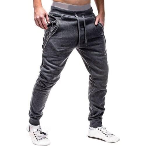 Hot Style Zipper Mens Sports Trousers Drawstring Mens Small Feet Closed Fashion Sports Pants Jogging Pants Men Black Pants