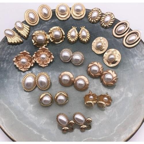 Sweet Pearls Designs Alloy Geometric Stud Earrings Oval Round Wing Rhinestone Flower Ear Piercing