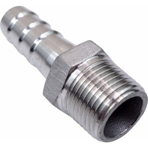 10 mm ID Hose Barb Tail To 1/4" BSP male Hose Barb Fitting SS 304 Stainless Steel Coupler Adapter SS304-MSBF-B10-1/4BSPT