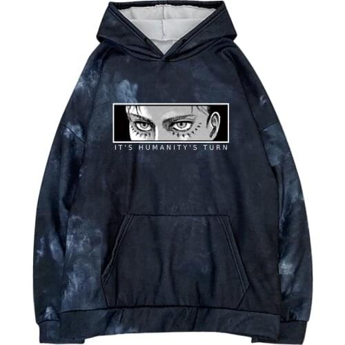 Attack on Titan Eyes Hoodie Men Fashion Pullovers Casaul Tops Hoodie Long Sleeve Sweatshirt Tie-dye Tops