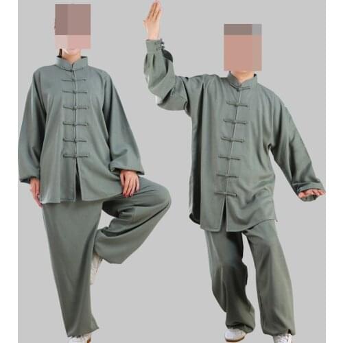Unisex 12color Spring&Autumn Stretch cotton&linen kung fu taiji suits tai chi uniforms martial arts wushu clothing red/green