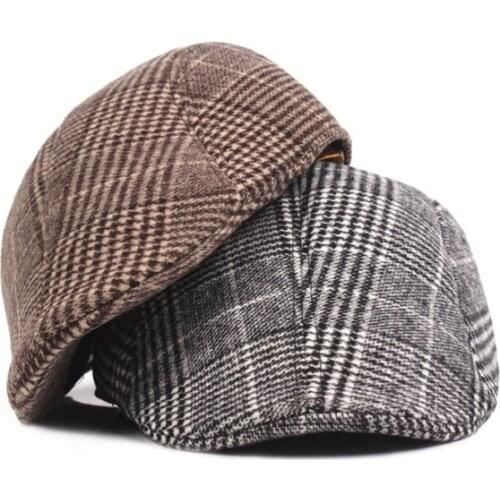 Spring Atutumn Winter Plaid Beret Mens Casual Street Newsboy Outdoor Visors Hats England Style Wild Octagonal Cap