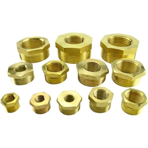 1/4" 3/8" 1/2" 3/4" NPT BSPT Male x Female Bush Reducing Bushing Brass Pipe Fitting Connector Water Gas Oil Fuel Home Garden