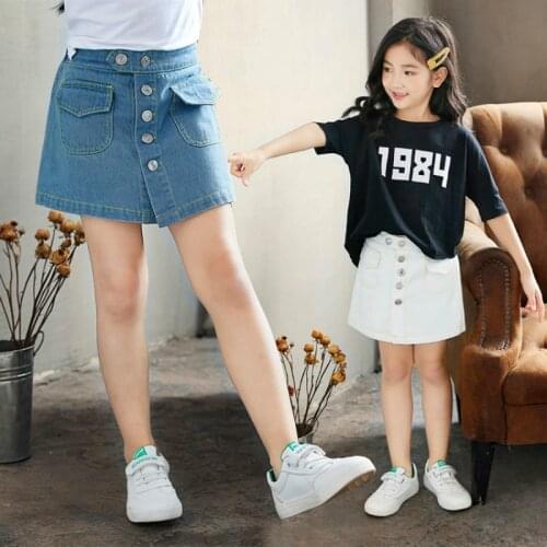 Girls Skirts 2020 Summer Teen Kids Denim Skirt Button Jean Shorts Skirts Children Clothes 4 6 8 10 12 14 Yrs Teenager Girl