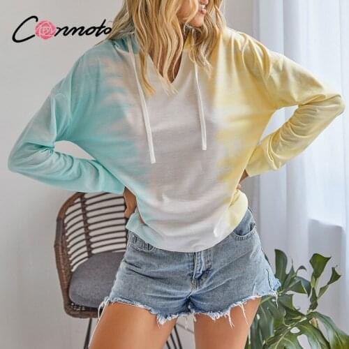Conmoto adies autumn sweatshirt casual tie-dye looes plus size women hoodies shirt high fashion harajuku hooded sweatshirt l