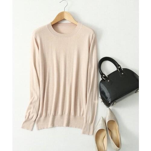 Womens 85% Silk 15% Cashmere Round Neck everyday Long Sleeve Pullover Sweater Top Shirt JN541-2