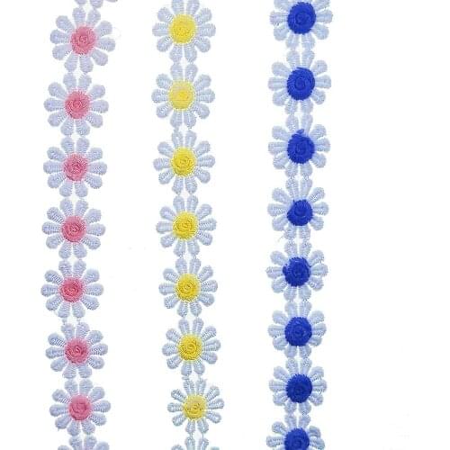 1 Yards Embroidered Applique Headband Craft Sewing Dai-sy Lace Trim Flower 2.5cm