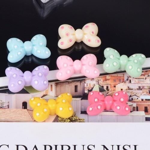 10pcs/lot Cute 15X24mm Resin Bow Knot Cabochon For Kids Headwear Mobile Case DIY Decorative Embellishment