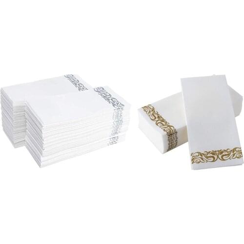 100Pcs Disposable Hand Towels Paper Napkin Bathroom Weddings Party Hotel Napkins Paper Soft and Absorbent Airlaid Paper Guest To