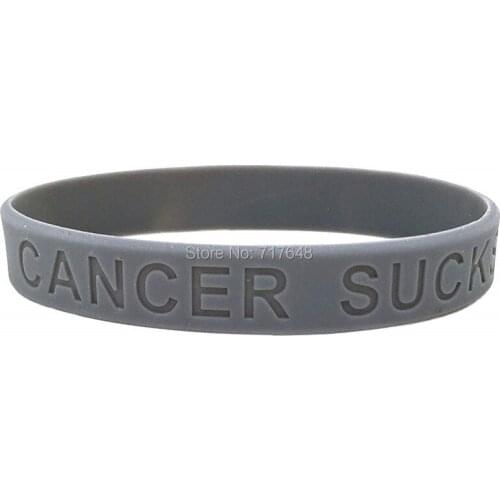 100pcs Cancer Sucks Grey wristband silicone bracelets free shipping by ePacket A