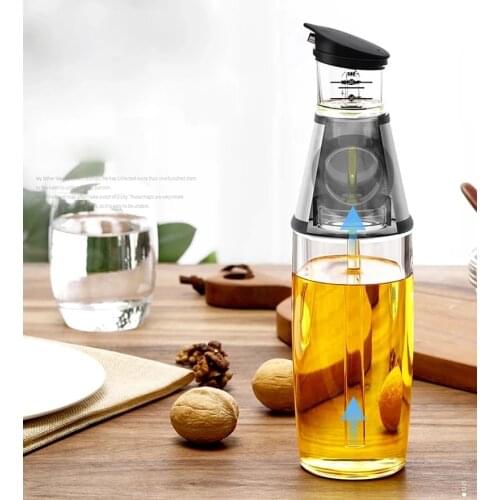 2pcs 250/500ml Olive Oil Dispenser Bottle Set Oil Vinegar Cruet Utensils Oil Measuring Pressing Type Measuring Oil Pot Adjusted