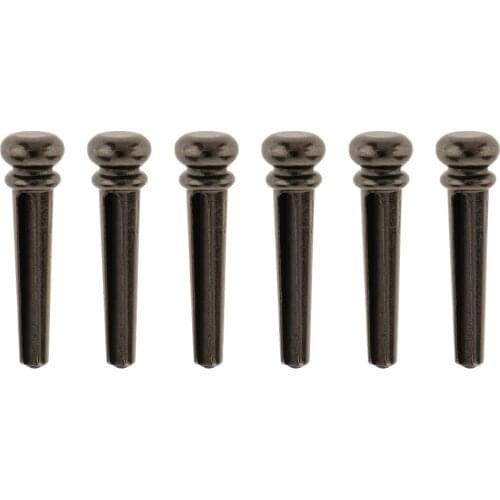 2x 6 Pieces Guitar Bridge Pin Peg Nail Metal End Pins for Repair Parts Black
