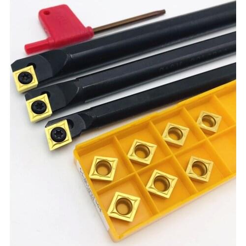 3PCS S10K S12M S14N-SCLCR09 95 degree spiral cutter bar boring bar + 3PCS wrench + 10PCS CCMT09T304 carbide lathe tool cutter