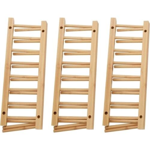 3 Pack Bamboo Wooden Dish Rack - Plate Rack Stand Pot Lid Holder, Kitchen Cabinet Organizer For Bowl, Cup, Cutting Board And Mor