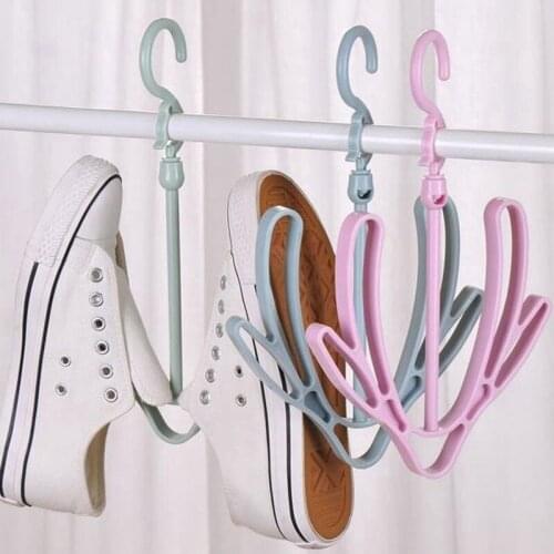 360 Degree Rotate Balcony Shoe Double-hook Household Wall Pannier Bag Tie Shoes Rack Punch-Free Scarf Storage Rack