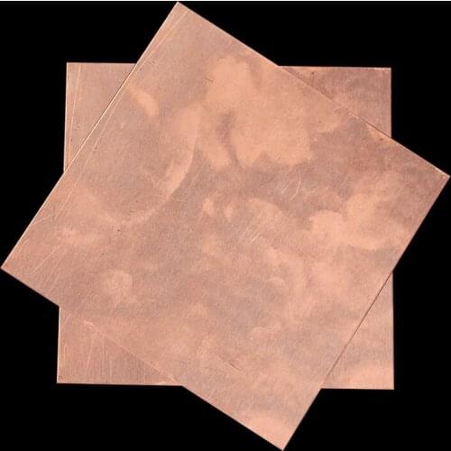 99.9% Purity Copper Metal Sheet Plate Nice Mechanical Behavior and Thermal Stability 100x100x0.8mm