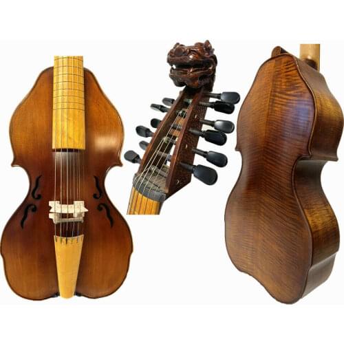 Baroque Style SONG master 6x6 strings 25 1/2" viola da gamba, two bridges #12752