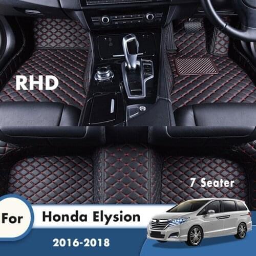RHD Custom Car Floor Mats For Honda Elysion 2018 2017 2016 7 Seater Leather Carpets Auto Styling Car Accessories Interior Rugs