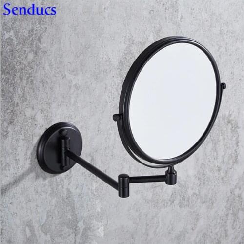 Senducs Black Bathroom Mirror 8 Inch Brass Bath Mirror 3x Magnifying Bathroom Mirrors For Fashion Inwall Bath Cosmetic Mirror