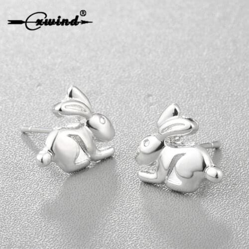 Cxwind Mini Rabbit Stud Earrings For Women Cute Animal Bunny Earring Jewelry Best Friend Gift Bff Brincos Bijoux