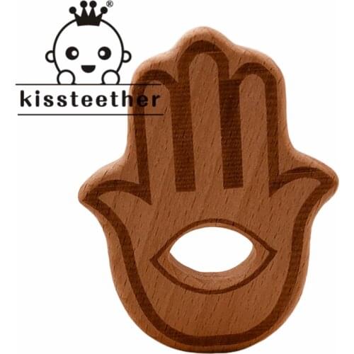 Kissteether Baby Teething Toys Wooden Teething Ring Food Grade Hand Beech Wooden Childrens Toys Diy Wooden Teether