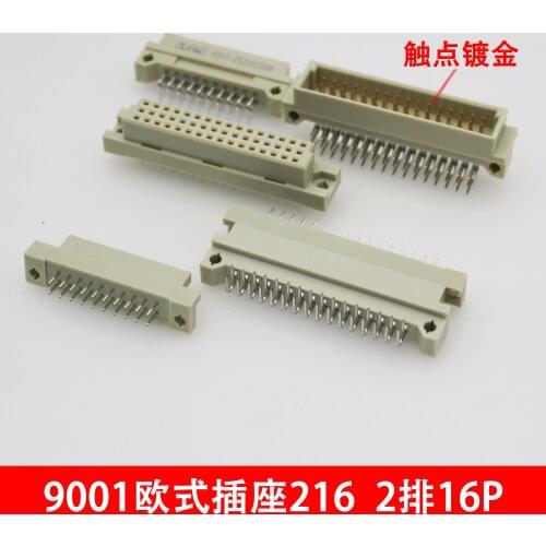 European socket 216/2 * 8/two row 16 core/9001-37216cooa/straight hole/bent pin