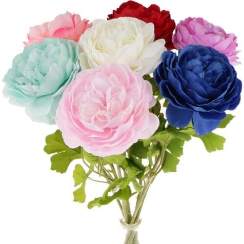 Artificial Lifelike Silk Peony Stem Flower Wedding Party Home Decor 7 Colors