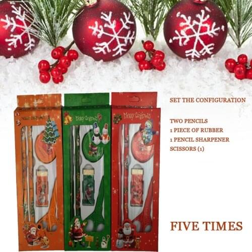 Christmas stationery set cartoon pencil Gift Box For Kindergarten pupils Creative Christmas gifts